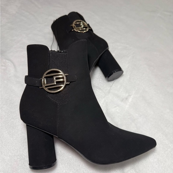 London Fog Shoes - London Fog Black Ankle Boots with Silver Accent